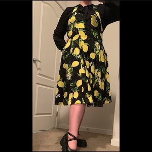 Hearts and roses funky lemon print vintage / pinup dress